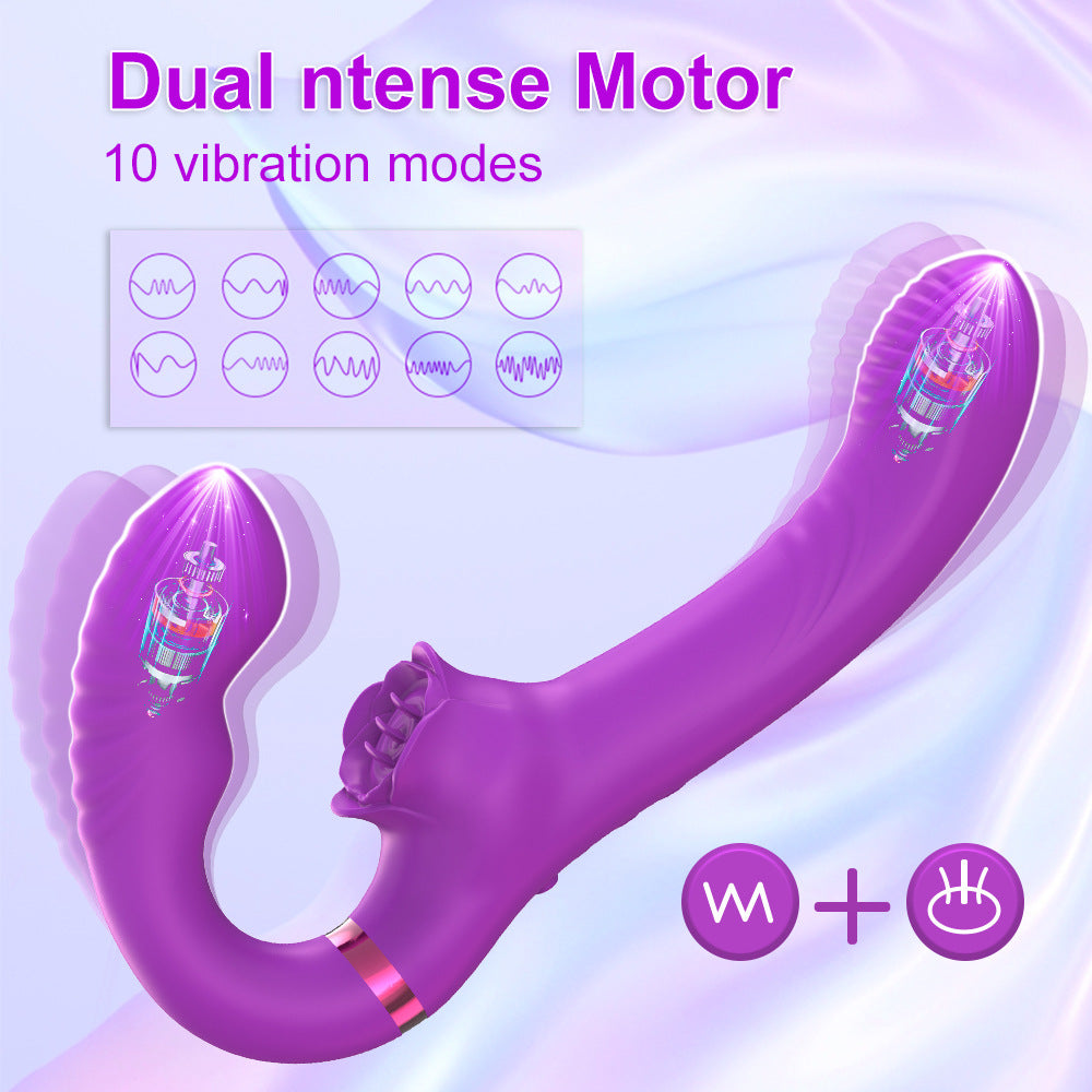 Strapless Strap On G-Spot Dildo Vibrator, Double Ended Wearable Stimulation With 10 Vibrating Modes & Remote Control, Anti-Slip Silicone Realistic Butt Plug,Toy For Women Couple Lesbian