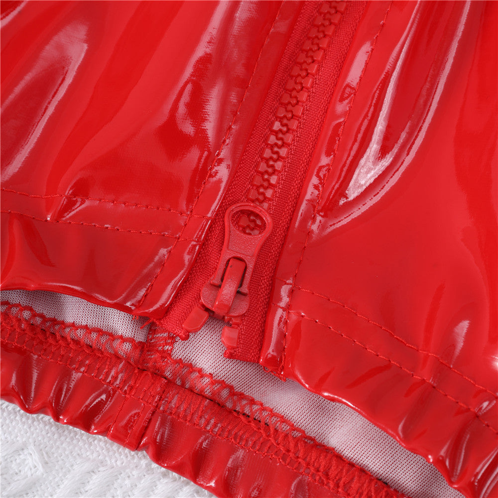 Men's Zipper Bright Leather PU Leather Pants Underwear