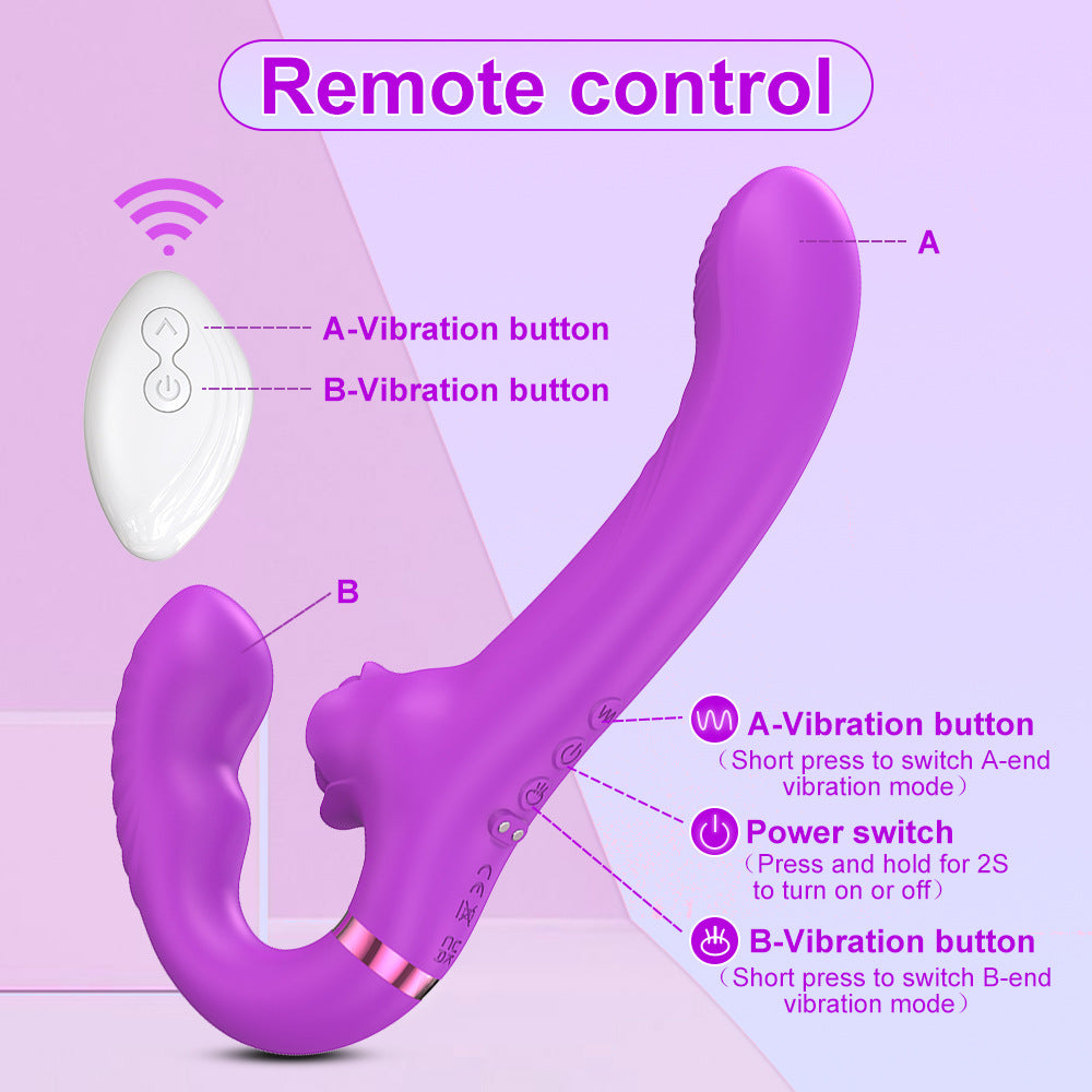 Strapless Strap On G-Spot Dildo Vibrator, Double Ended Wearable Stimulation With 10 Vibrating Modes & Remote Control, Anti-Slip Silicone Realistic Butt Plug,Toy For Women Couple Lesbian