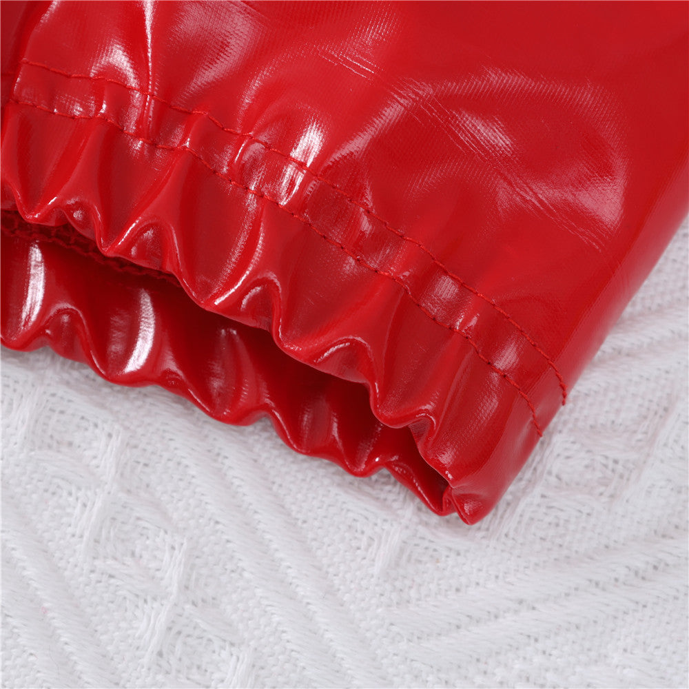 Men's Zipper Bright Leather PU Leather Pants Underwear