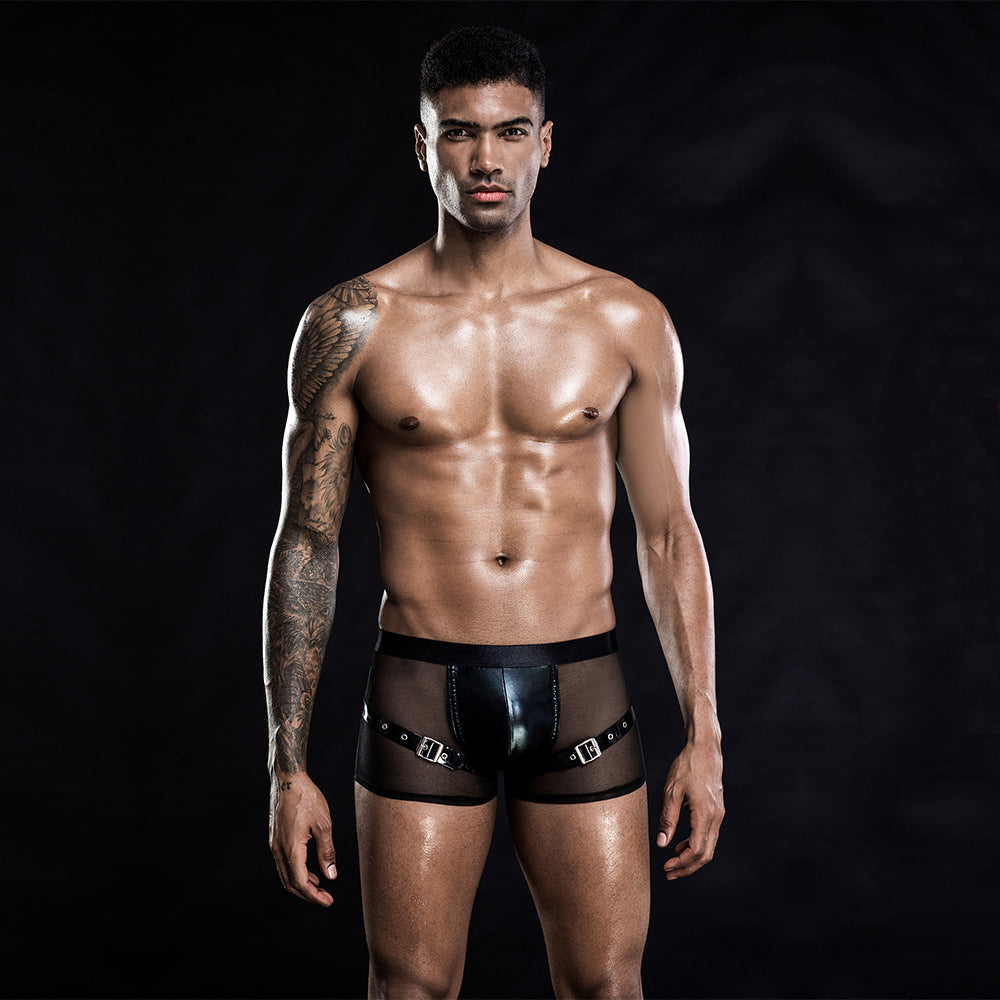 Men's Sexy Underwear Boxers PU Leather Underpants
