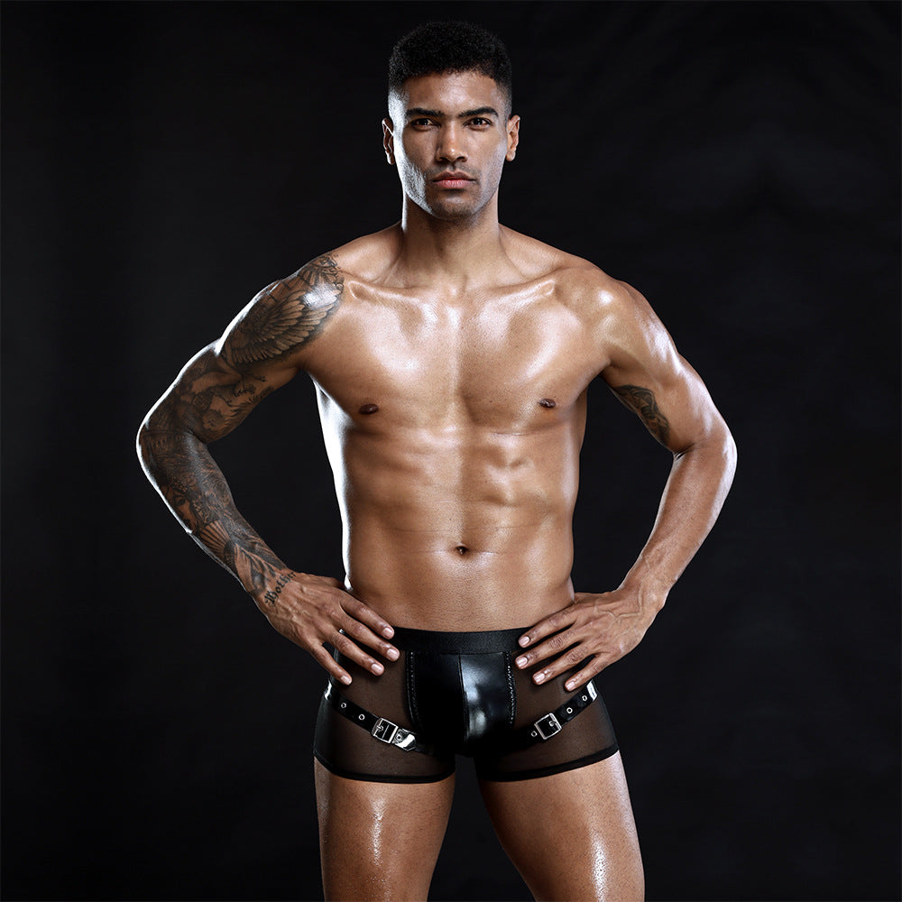 Men's Sexy Underwear Boxers PU Leather Underpants