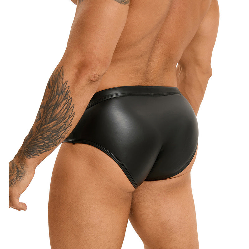 Men's Sexy Rivets Imitation Leather Underwear