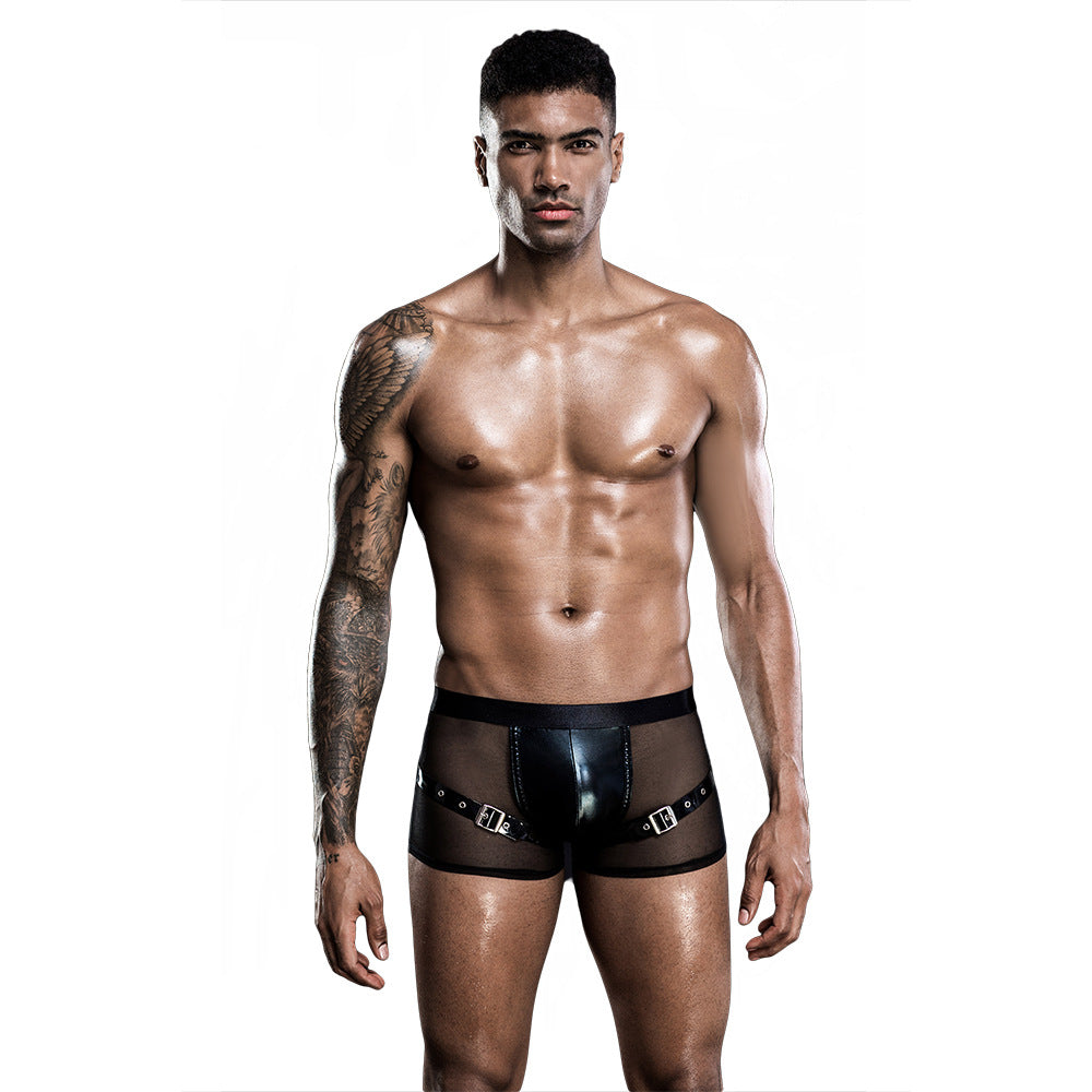 Men's Sexy Underwear Boxers PU Leather Underpants